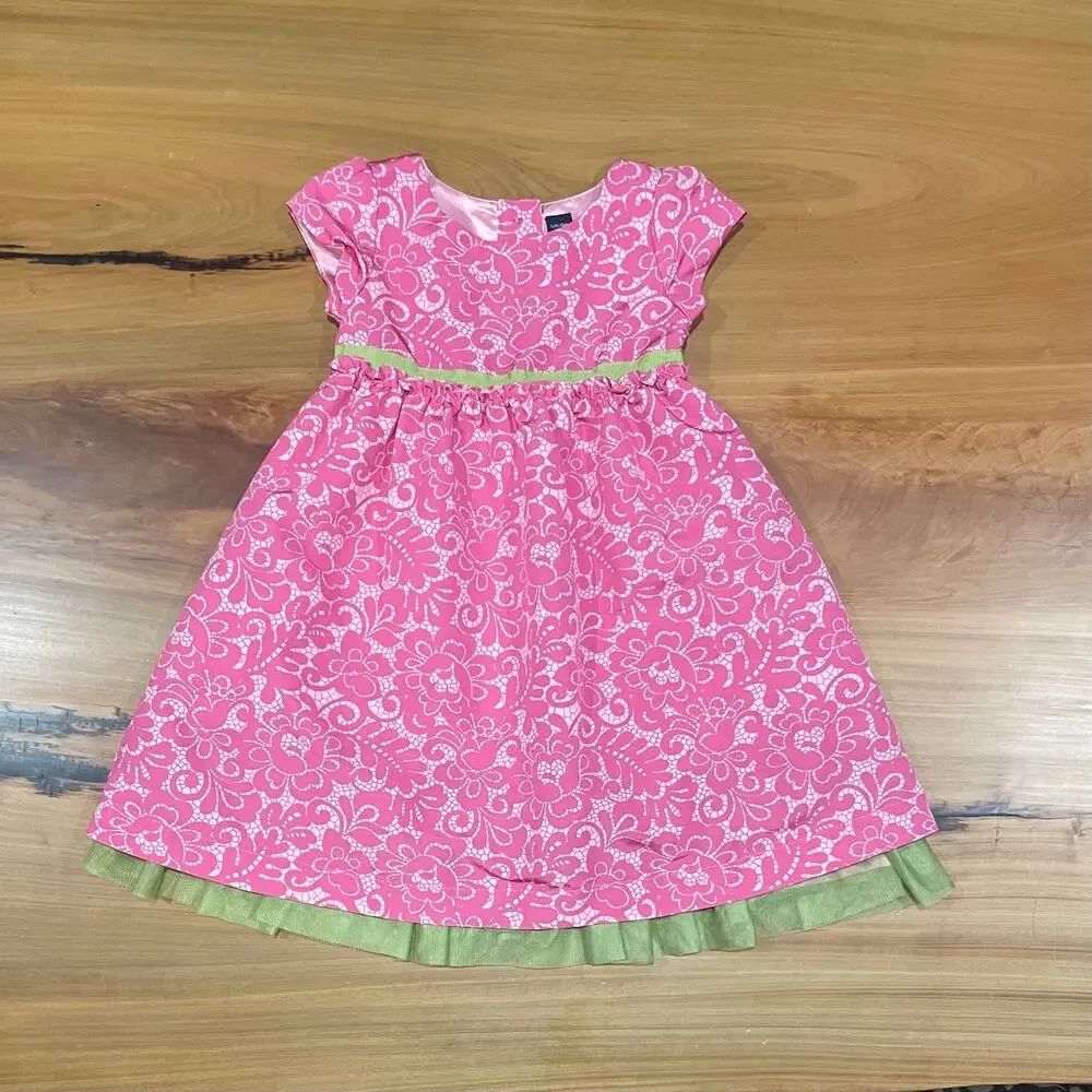 AMAZING Baby Gap Pink & Green Lace Dress 3 years 3t
